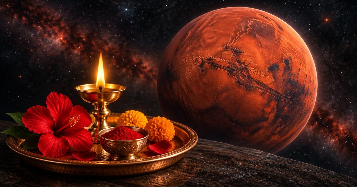Illustrative traditional pooja arrangement
